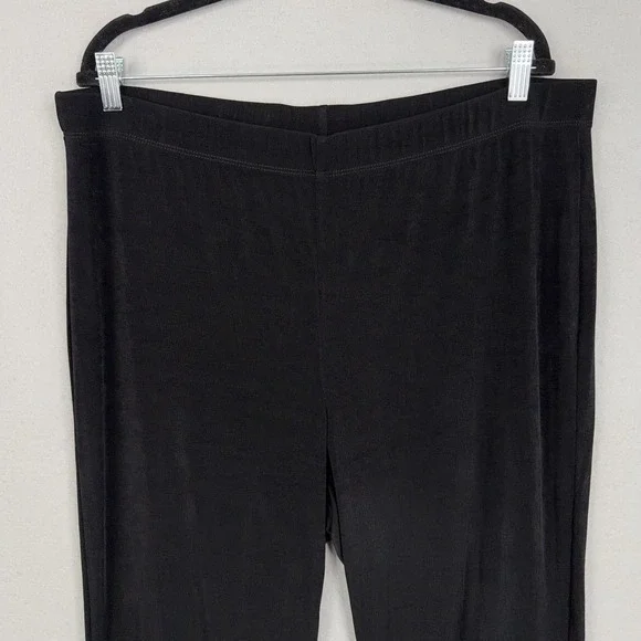 Chicos Pants Womens XL Black Pull On Stretch Straight Leg Acetate Blend Travel - Picture 2 of 16